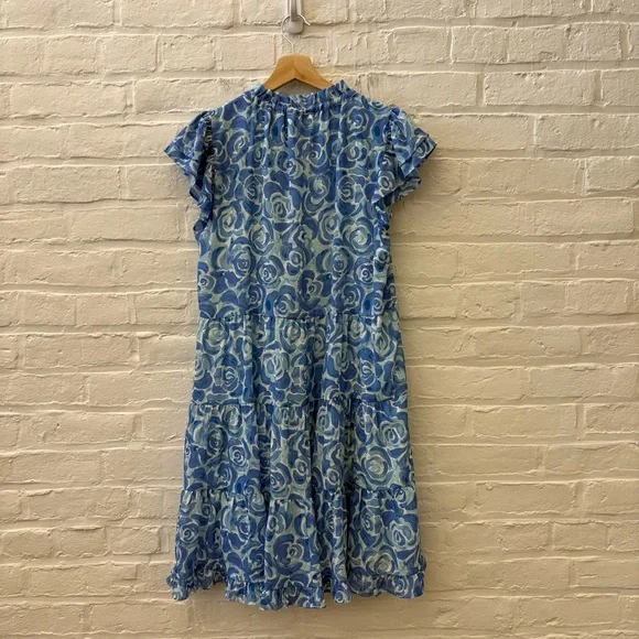 Tuckernuck || Sail to‎ Sable Floral Tiered Mini Dress A-Line Blur Large - Picture 5 of 8